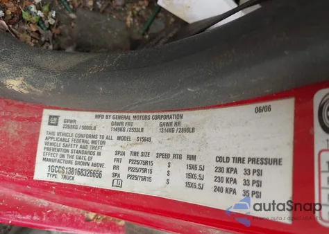 2006 Chevrolet Colorado Lt z USA, uszkodzony, nr VIN 1GCCS138168326656